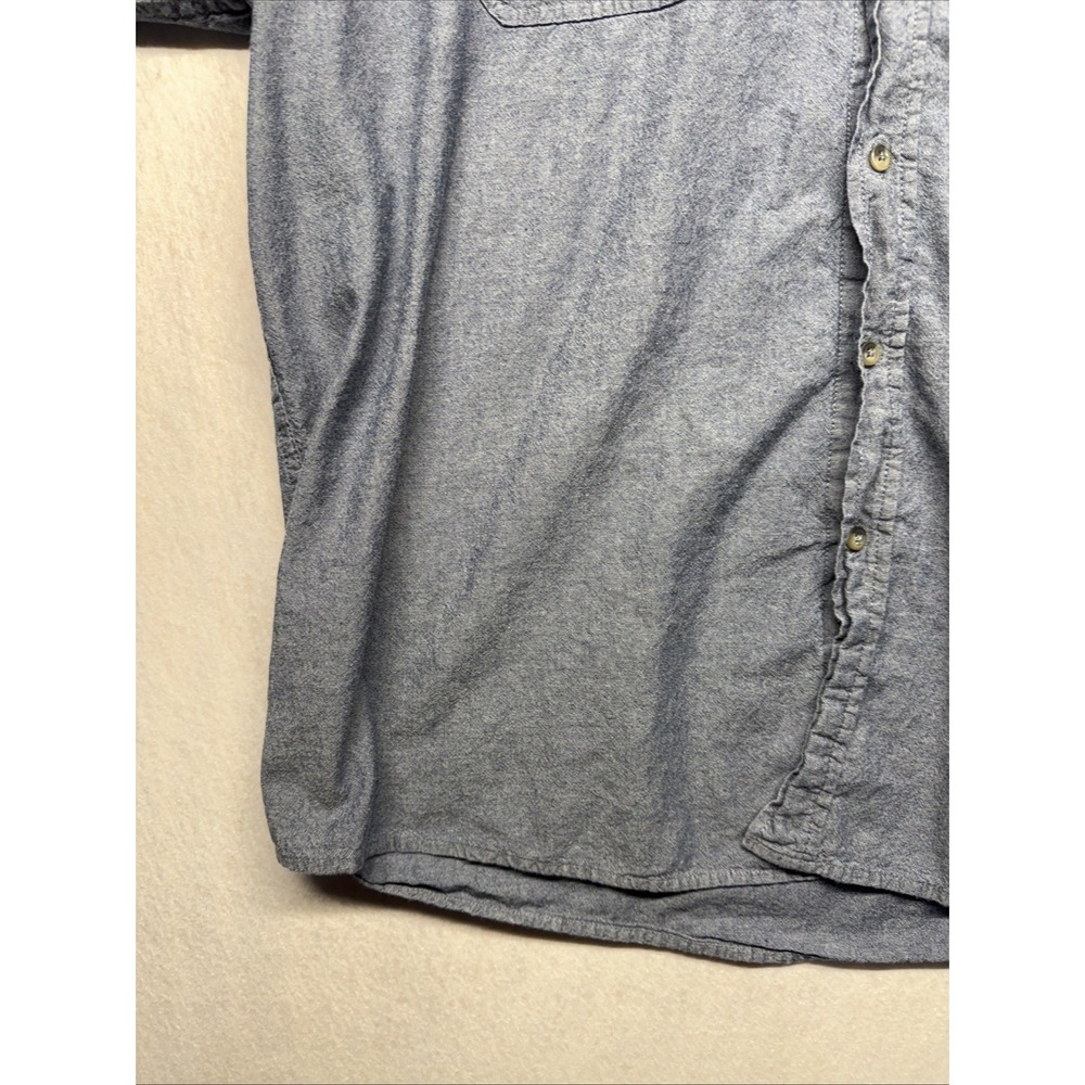 Wrangler Mens Blue Chambray Short Sleeve Button Down Shirt 2XL Cotton Workwear - Picture 10 of 14
